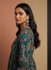 NEEL Comfort Fit Printed Peplum Top – Premium Cotton Casual Top for Women