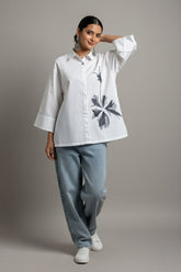 YURI Drop Shoulder Summer Shirt – Premium Embroidered Cotton Shirt for Women