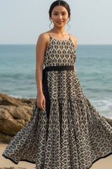 KANAK Flared Cotton Voile Belted Dress – Premium Printed Cotton Dress for Women