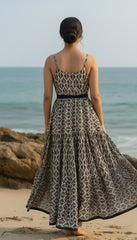 KANAK Flared Cotton Voile Belted Dress – Premium Printed Cotton Dress for Women