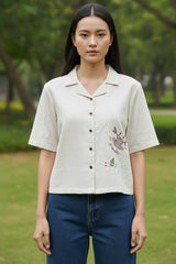 CELESTIAL Women’s Shirt – Cancer Zodiac Embroidered Cotton Shirt | Australia & New Zealand for women Australia
