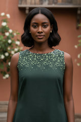 MATCHA Green Cotton Dress – Printed Summer Essential