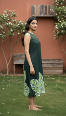 MATCHA Green Cotton Dress – Printed Summer Essential