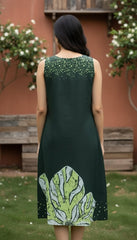 MATCHA Green Cotton Dress – Printed Summer Essential