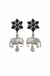 ROYAL ELEPHANT Floral Drop Earrings – Handcrafted Heritage Statement