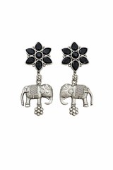 ROYAL ELEPHANT Floral Drop Earrings – Handcrafted Oxidised Statement Jewellery | Australia & New Zealand Black for women Australia