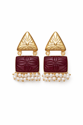 MONALISA CARVE Drop Earrings – Handcrafted Pearl Accent Elegance