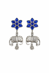 ROYAL ELEPHANT Floral Drop Earrings – Handcrafted Oxidised Statement Jewellery | Australia & New Zealand Royal Blue for women Australia