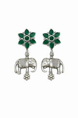 ROYAL ELEPHANT Floral Drop Earrings – Handcrafted Oxidised Statement Jewellery | Australia & New Zealand Emerald Green for women Australia