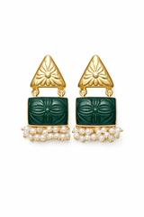 MONALISA CARVE Drop Earrings – Handcrafted Pearl & Stone Statement Jewellery | Australia & New Zealand Dark Green for women Australia