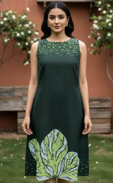 MATCHA Green Cotton Dress – Printed Summer Essential