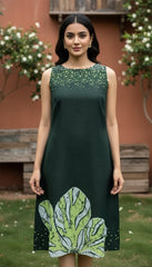 MATCHA Green Cotton Dress – Printed Summer Essential
