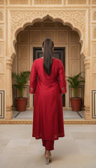 SURKH Chanderi Silk Gold Pittan Work Kurta – Premium Indian Ethnic Festive Wear