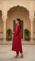 SURKH Chanderi Silk Gold Pittan Work Kurta – Premium Indian Ethnic Festive Wear