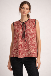 SWIRL Cotton Sleeveless Top – Gathered Detail Essential