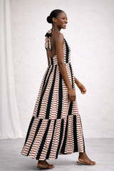 MALAIKA Flared Cotton Tie Dress – Elegant Summer Flow