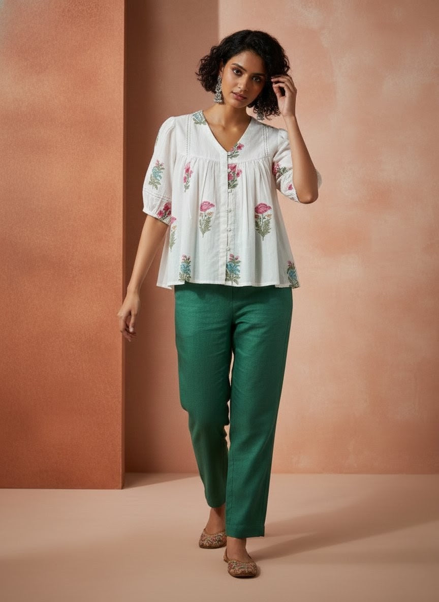 SUMMER Beads Cotton Top – Handcrafted Beadwork Comfort Wear for Effortless Everyday Styling