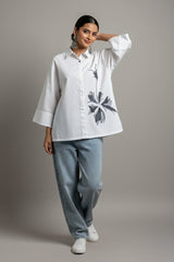 YURI Drop Shoulder Summer Shirt – Premium Embroidered Cotton Shirt for Women