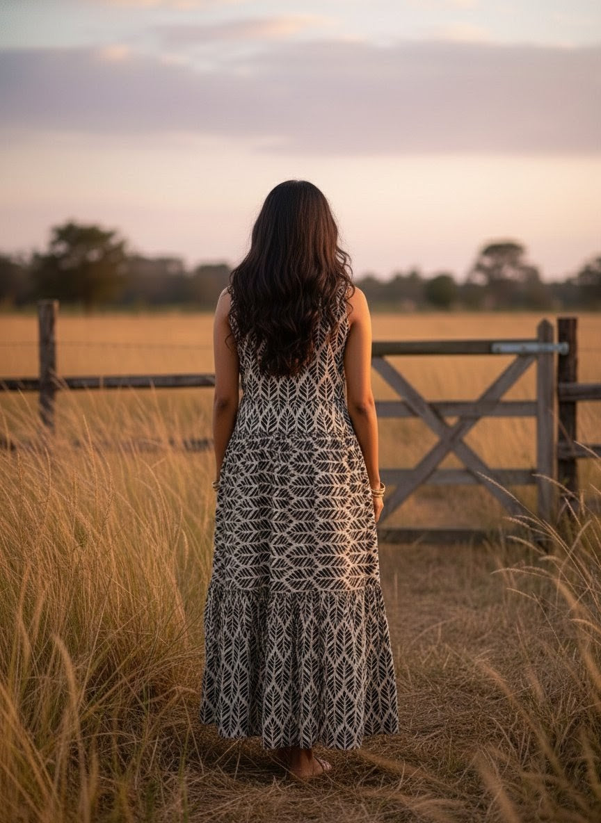 KANAK Flared Cotton Voile Dress – Premium Printed Cotton Dress for Women