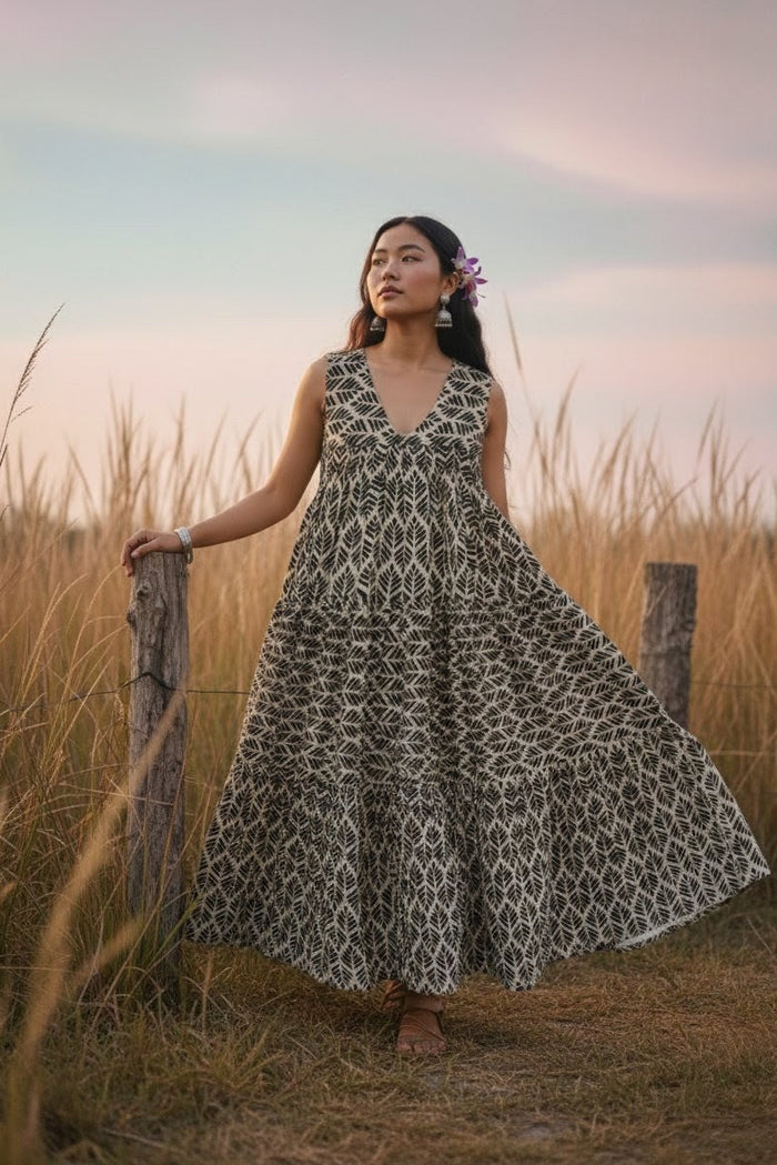 KANAK Flared Cotton Voile Dress – Premium Printed Cotton Dress for Women