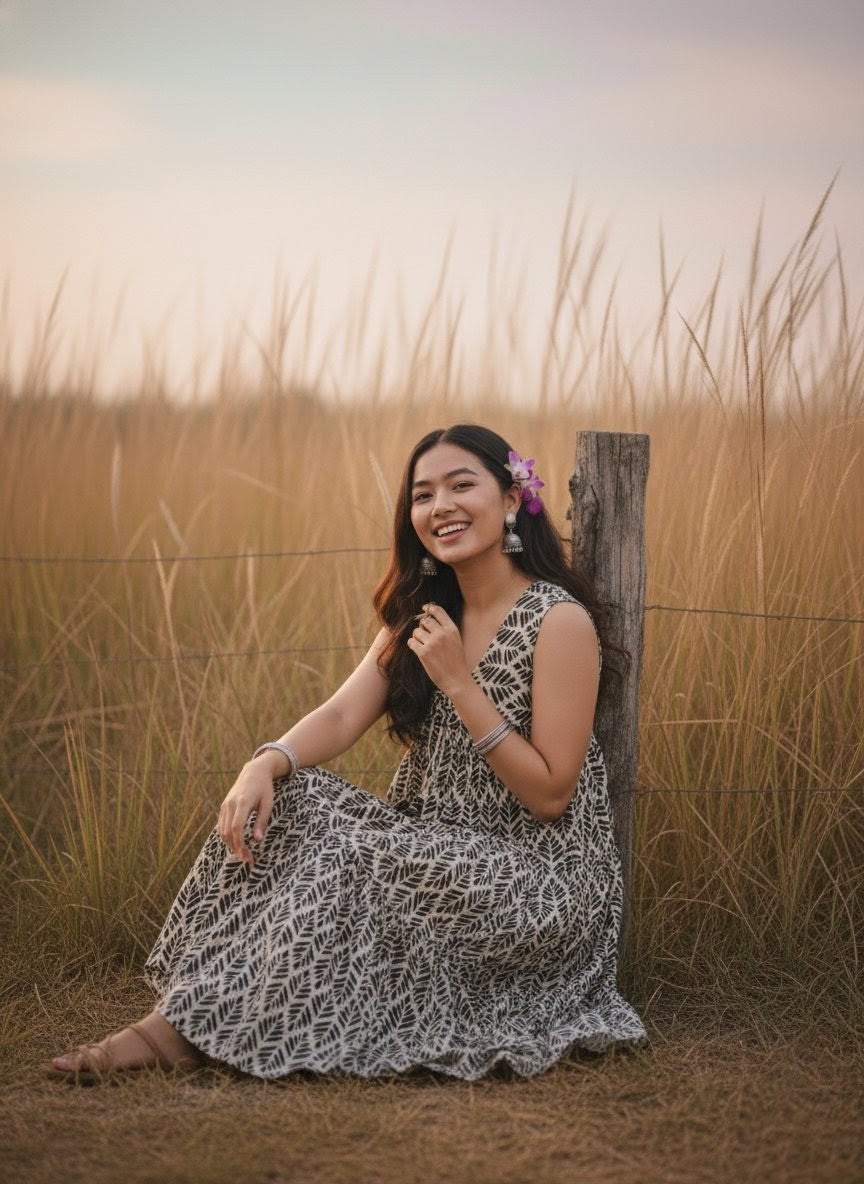 KANAK Flared Cotton Voile Dress – Premium Printed Cotton Dress for Women