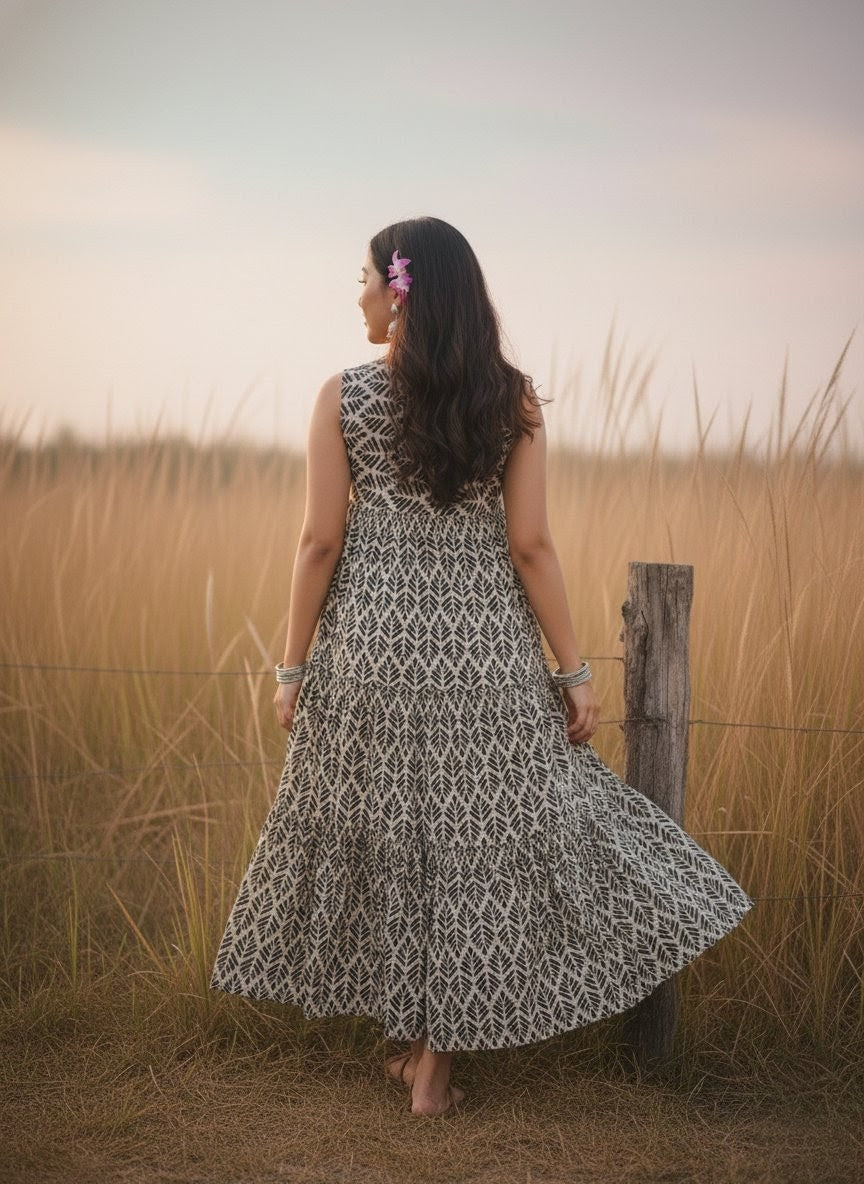 KANAK Flared Cotton Voile Dress – Premium Printed Cotton Dress for Women