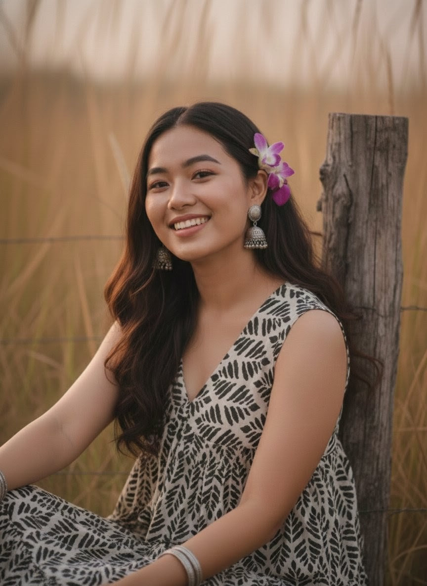 KANAK Flared Cotton Voile Dress – Premium Printed Cotton Dress for Women