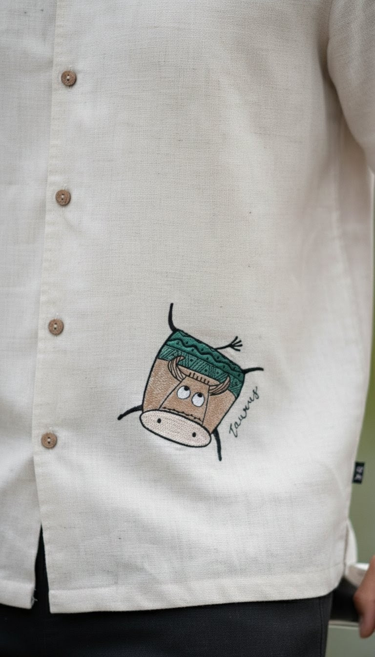 CELESTIAL Men’s Shirt Taurus – Zodiac Embroidered Edition