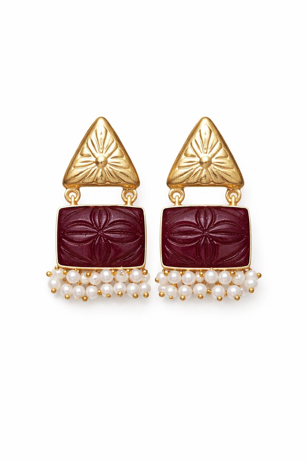 MONALISA CARVE Drop Earrings – Handcrafted Pearl & Stone Statement Jewellery | Australia & New Zealand Maroon for women Australia