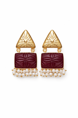 MONALISA CARVE Drop Earrings – Handcrafted Pearl & Stone Statement Jewellery | Australia & New Zealand Maroon for women Australia