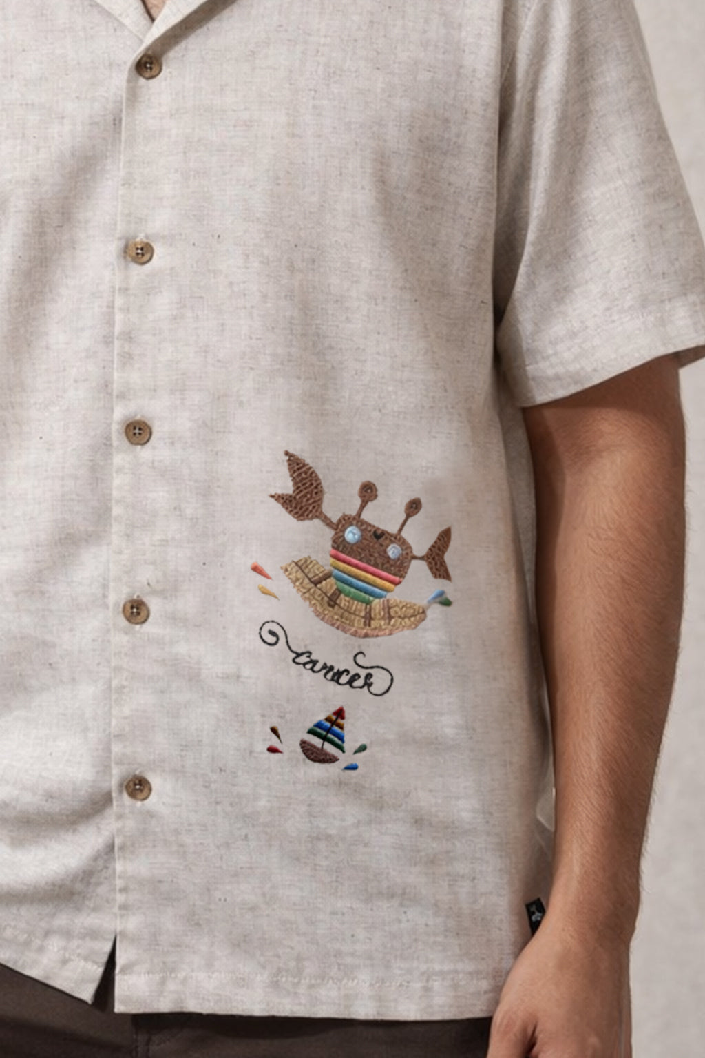 CELESTIAL Men’s Shirt Cancer – Zodiac Embroidered Edition