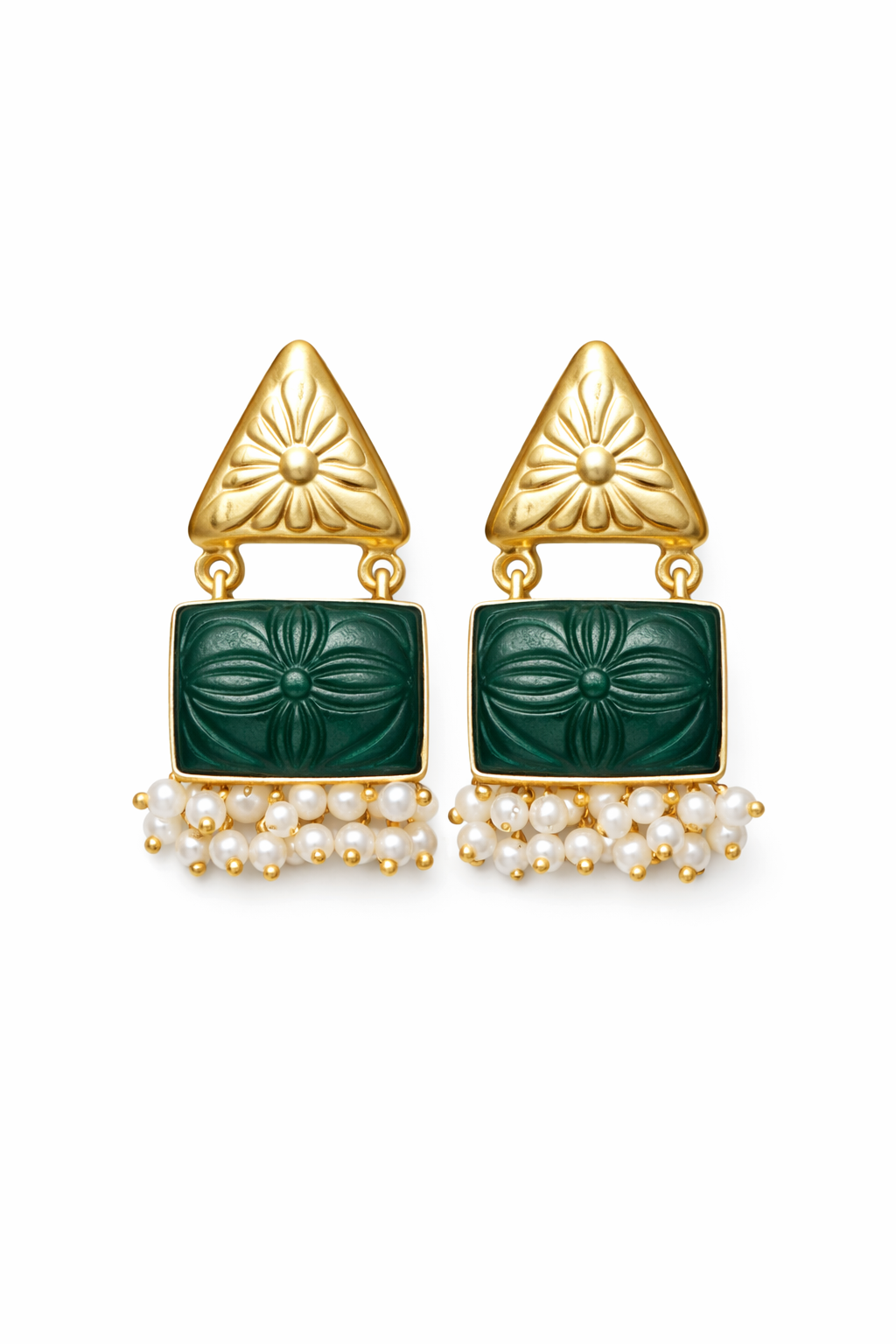 MONALISA CARVE Drop Earrings – Handcrafted Pearl & Stone Statement Jewellery | Australia & New Zealand Dark Green for women Australia