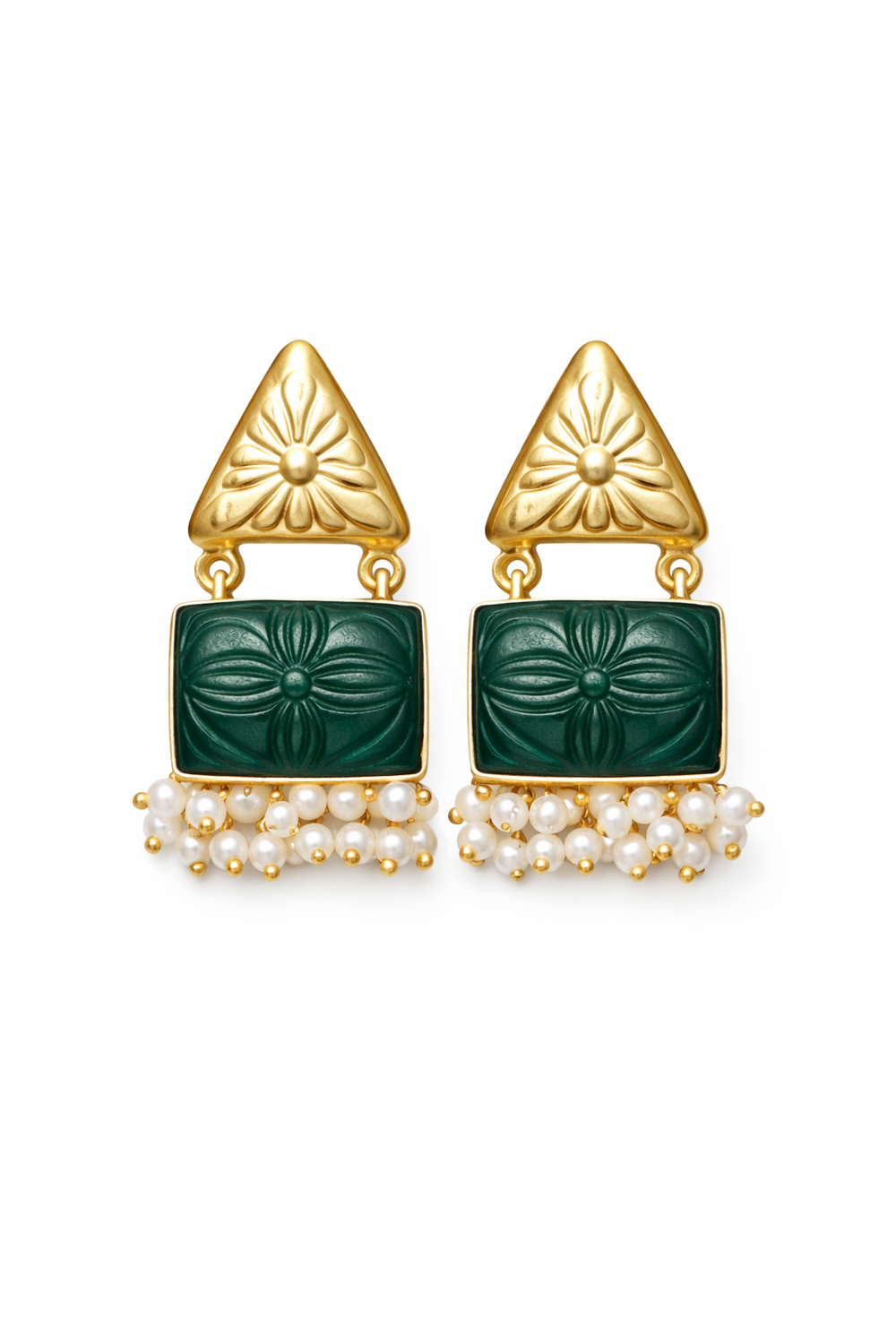 MONALISA CARVE Drop Earrings – Handcrafted Pearl & Stone Statement Jewellery | Australia & New Zealand Dark Green for women Australia