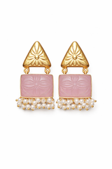 MONALISA CARVE Drop Earrings – Handcrafted Pearl & Stone Statement Jewellery | Australia & New Zealand Baby Pink for women Australia