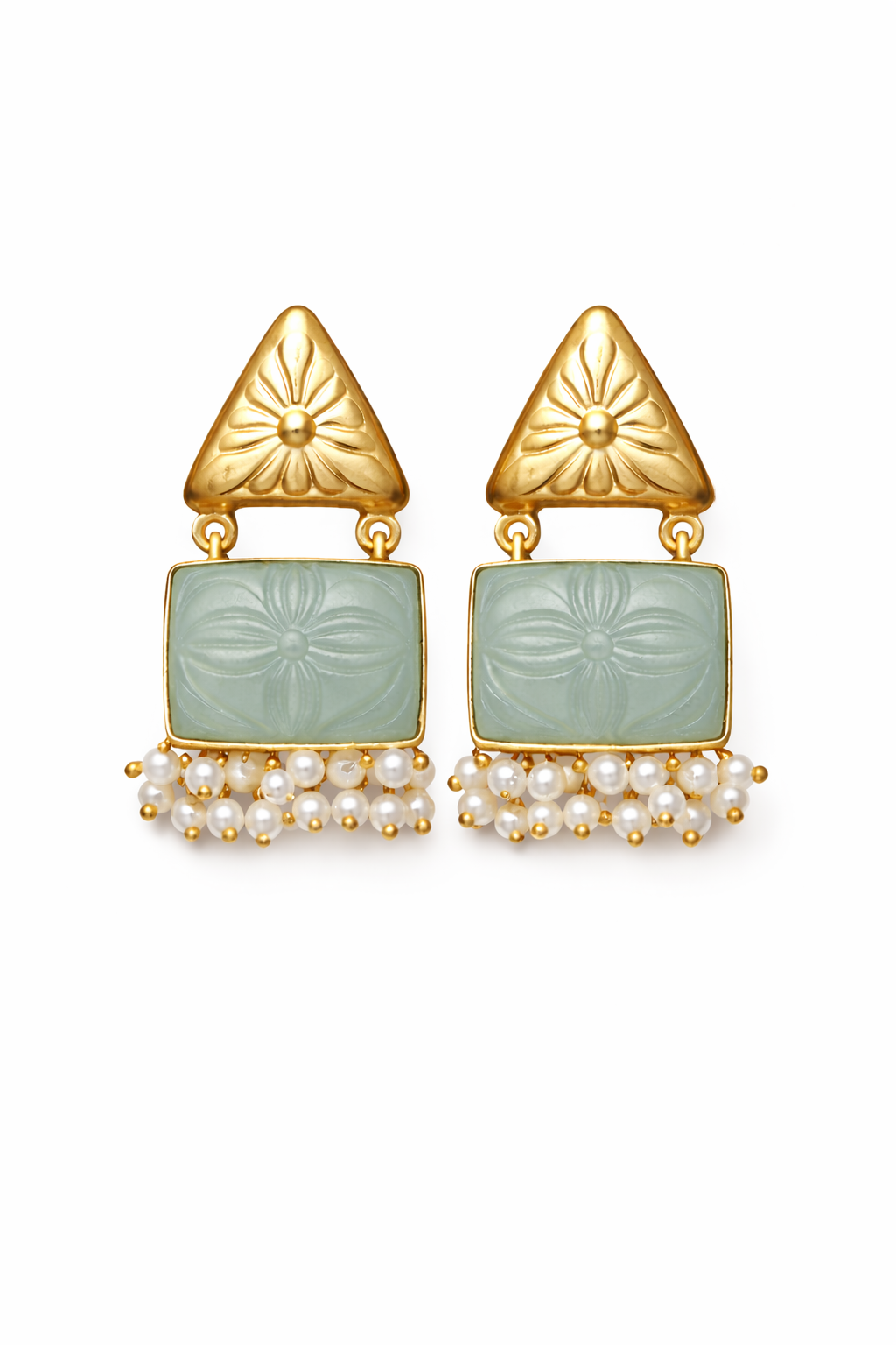 MONALISA CARVE Drop Earrings – Handcrafted Pearl & Stone Statement Jewellery | Australia & New Zealand Mint Green for women Australia
