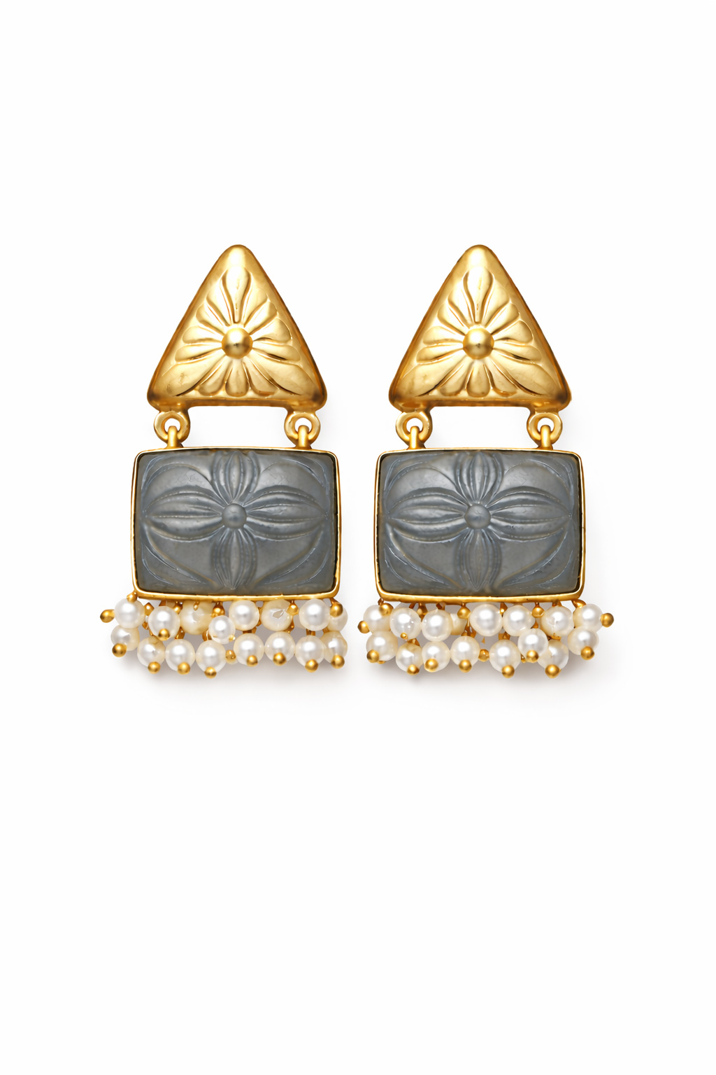MONALISA CARVE Drop Earrings – Handcrafted Pearl & Stone Statement Jewellery | Australia & New Zealand Grey for women Australia