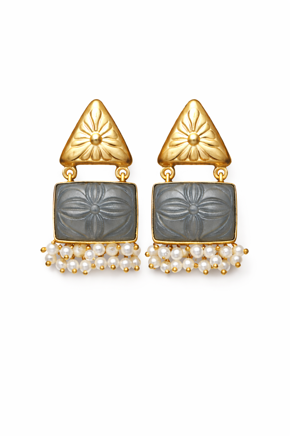 MONALISA CARVE Drop Earrings – Handcrafted Pearl & Stone Statement Jewellery | Australia & New Zealand Grey for women Australia