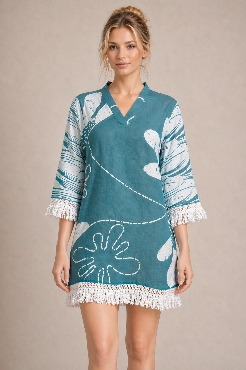 MARINE Lace Cotton Tunic – Breathable Crochet Fringe A-Line Tunic for Women | Australia & New Zealand