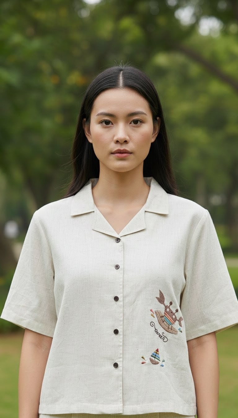 CELESTIAL Women’s Shirt Cancer – Zodiac Embroidered Edition