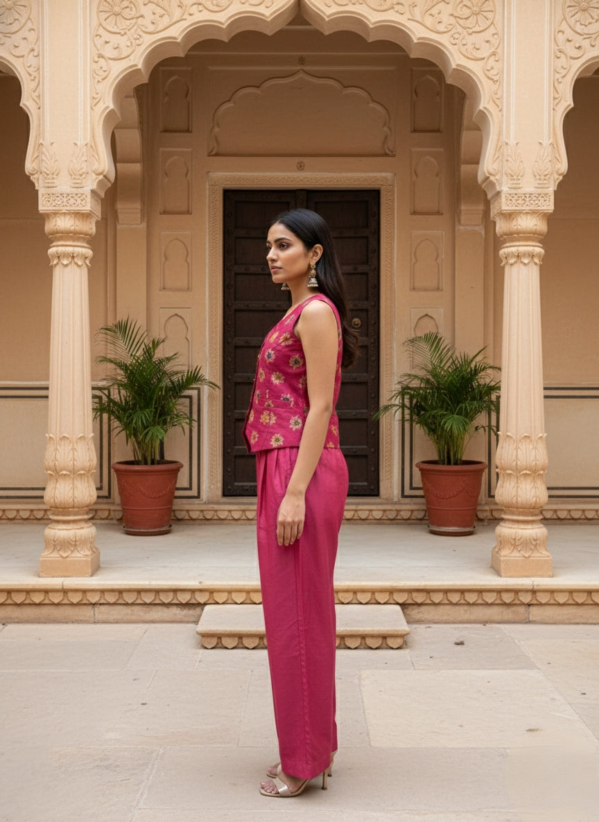 GULAB Banarasi Brocade Silk Waistcoat – Festive Luxury Edition