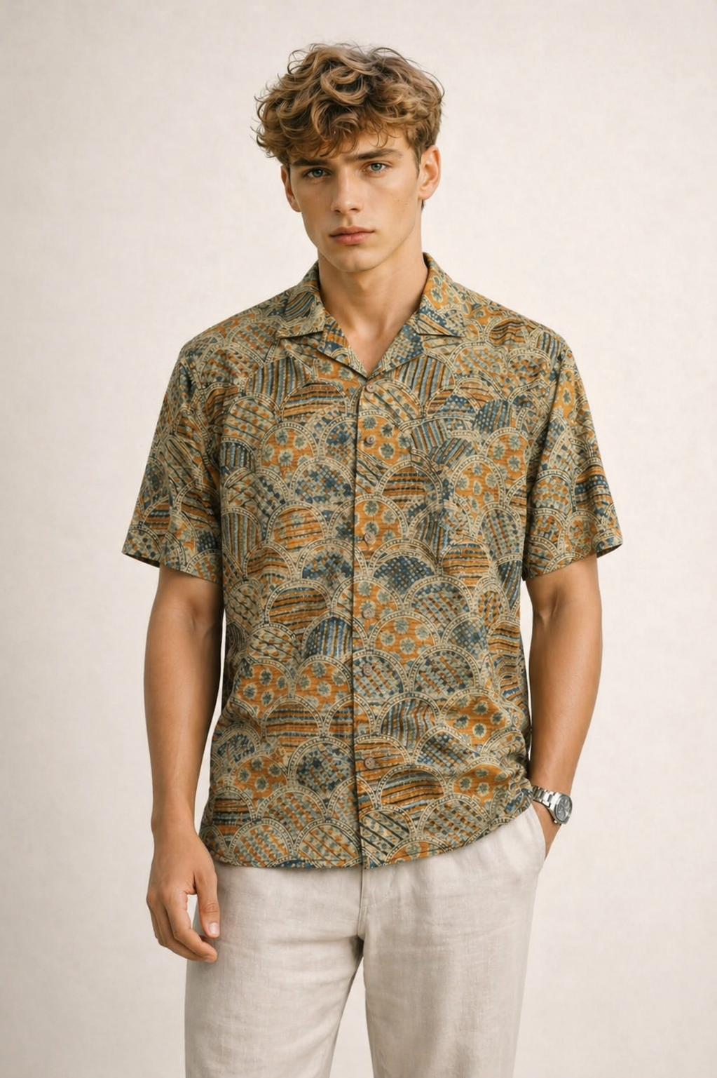 KALAMKARI Hand Block Cotton Shirt – Dual Print Breathable Shirt for Men | Australia & New Zealand