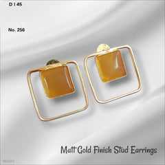 AURA SQUARE Stone Stud Earrings – Matte Gold Minimal Chic for women Australia