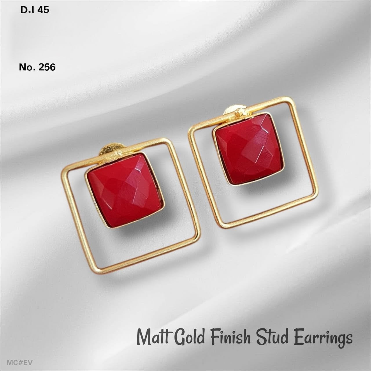 AURA SQUARE Stone Stud Earrings – Matte Gold Minimal Chic for women Australia
