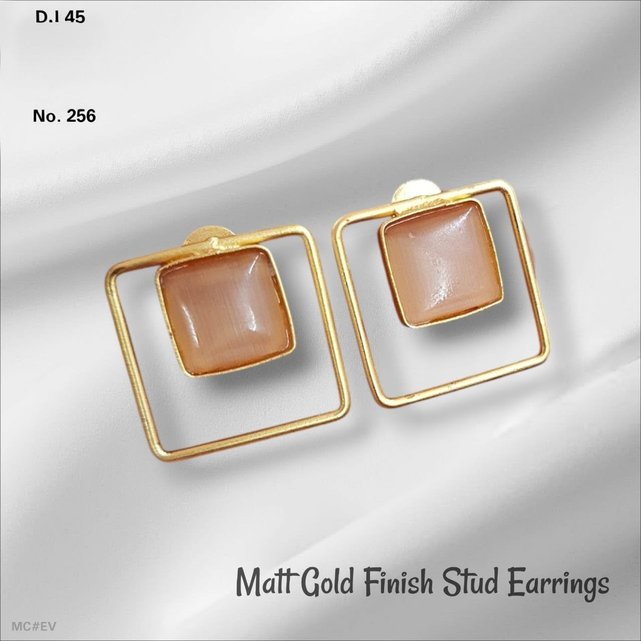 AURA SQUARE Stone Stud Earrings – Matte Gold Minimal Chic for women Australia