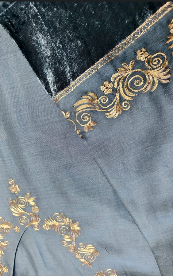 SARMAYI Chanderi Silk Zari Embroidery Kurta – Premium Indian Ethnic Gold Embroidered Kurta