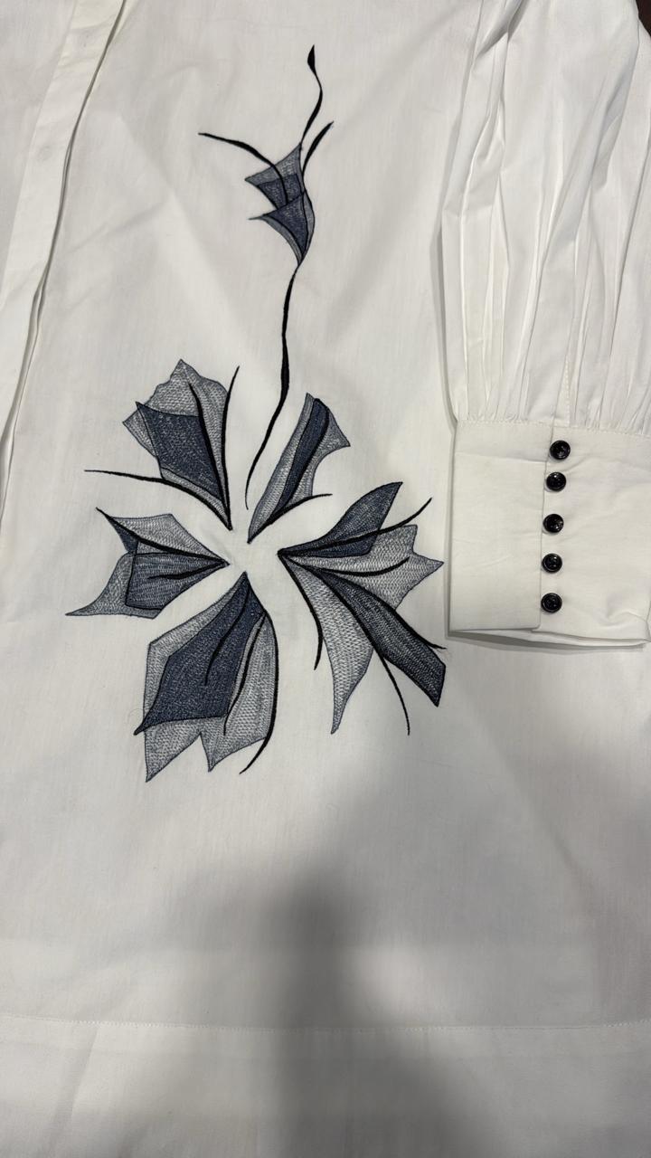 YURI Drop Shoulder Summer Shirt – Premium Embroidered Cotton Shirt for Women