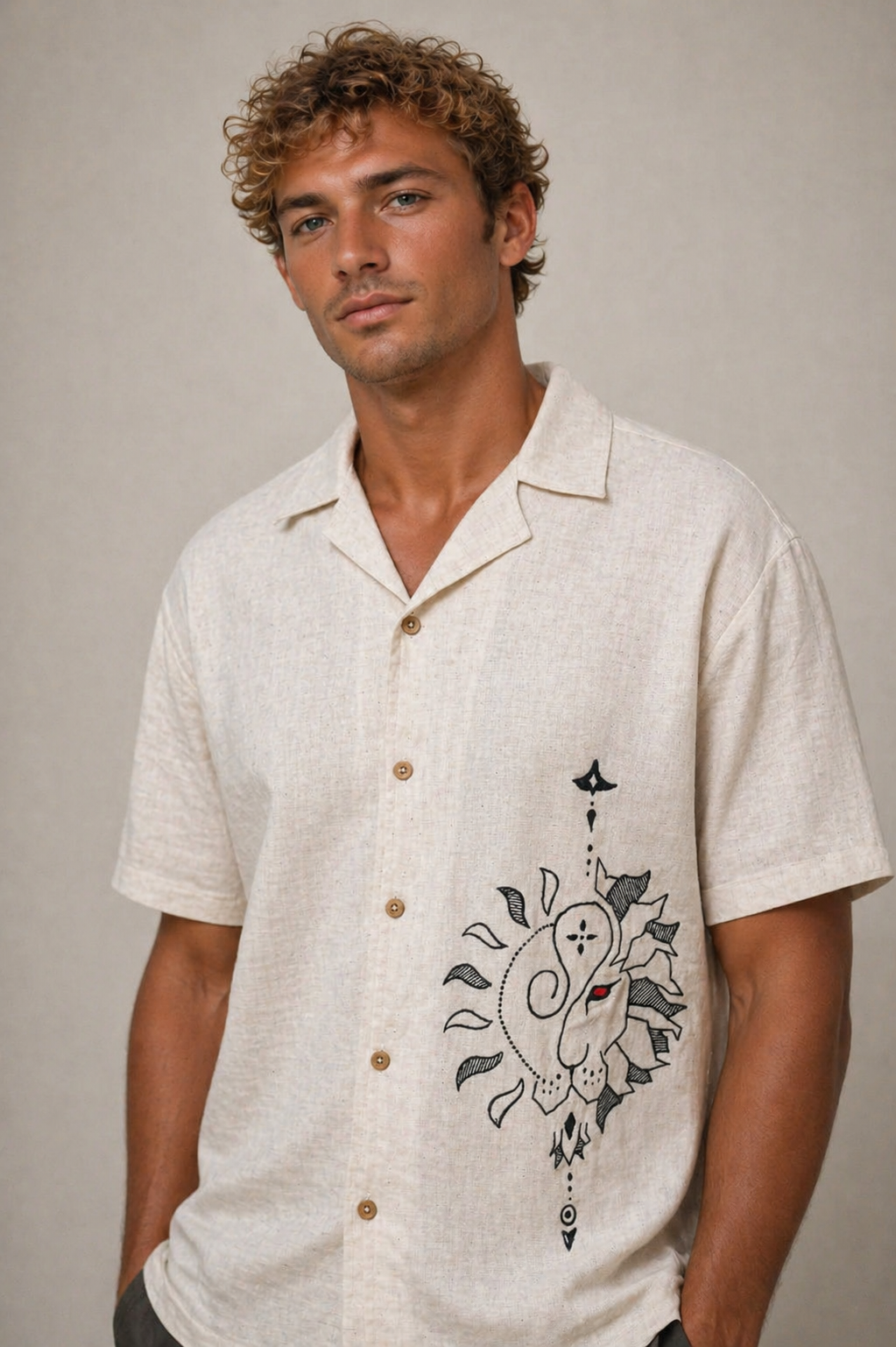 CELESTIAL Leo Men’s Shirt – Zodiac Embroidered Cotton Shirt for Men | Australia & New Zealand