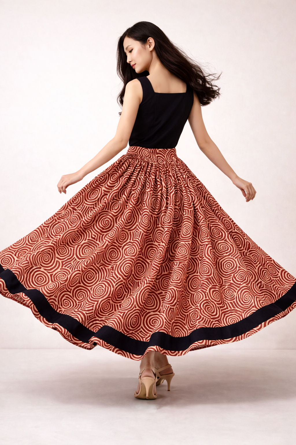 SWIRL Long Cotton Skirt – Breathable Kali Flared Skirt for Women | Australia & New Zealand for women Australia