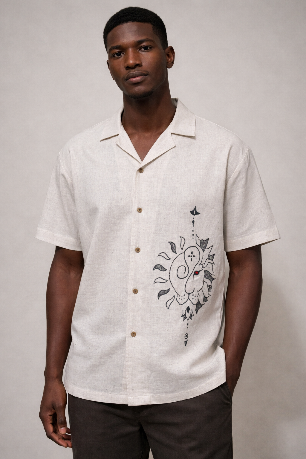 CELESTIAL Leo Men’s Shirt – Zodiac Embroidered Edition