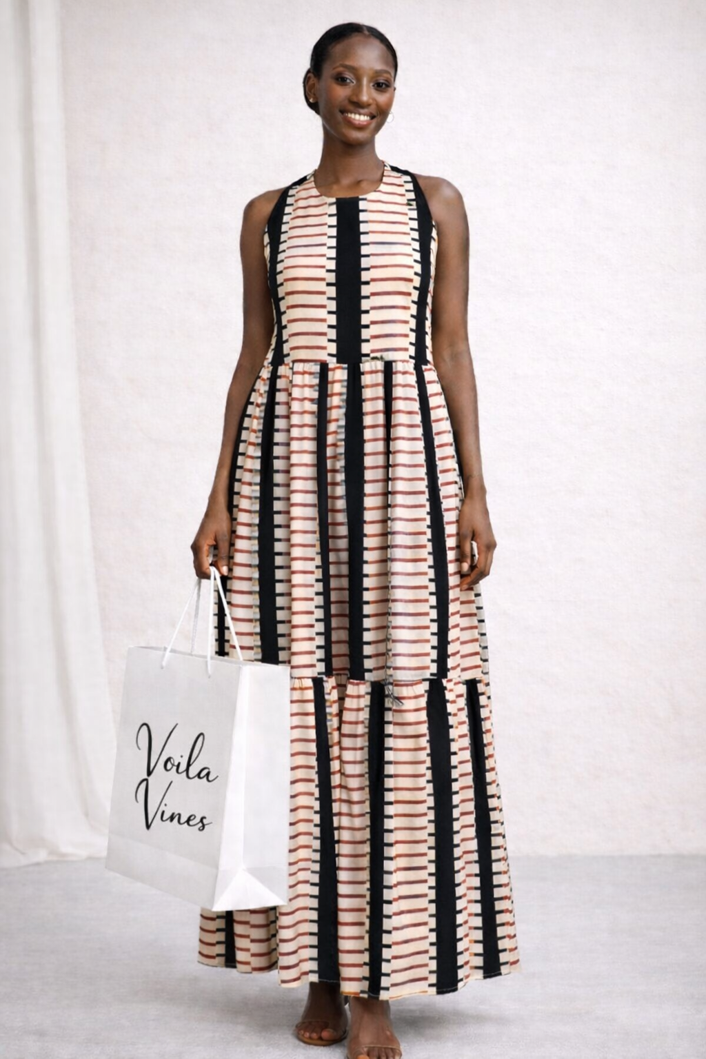 MALAIKA Flared Cotton Tie Dress – Elegant Summer Flow